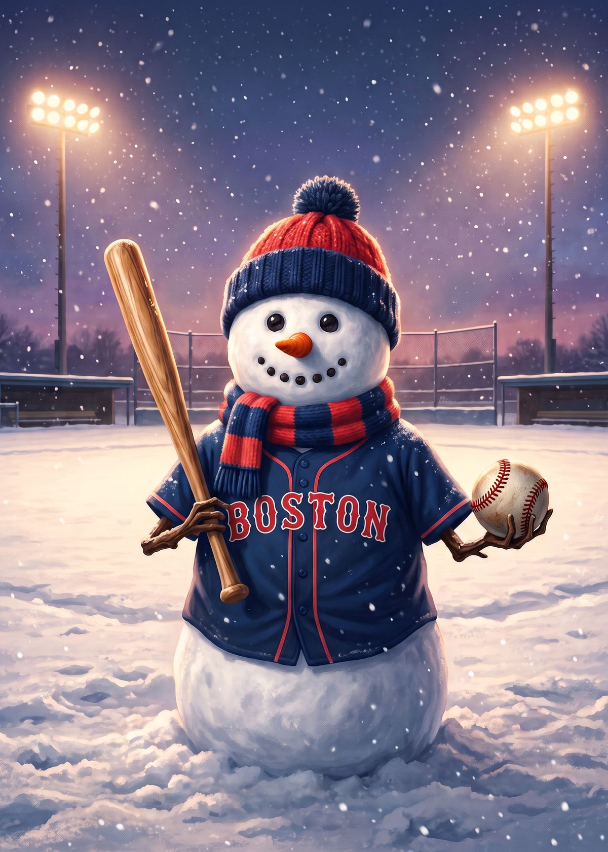 Personalized Baseball Snowman Holiday Cards