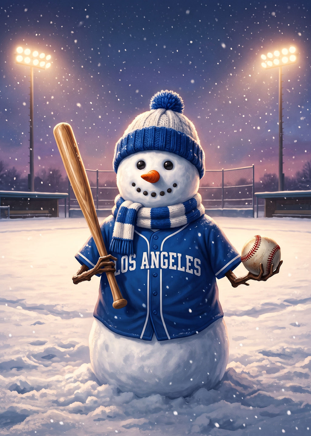 Personalized Baseball Snowman Holiday Cards