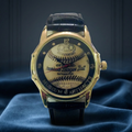 Watch with American League baseball design on the face, displayed on a blue fabric background