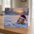 Personalized Baseball with Santa Hat 5x7 Christmas Cards