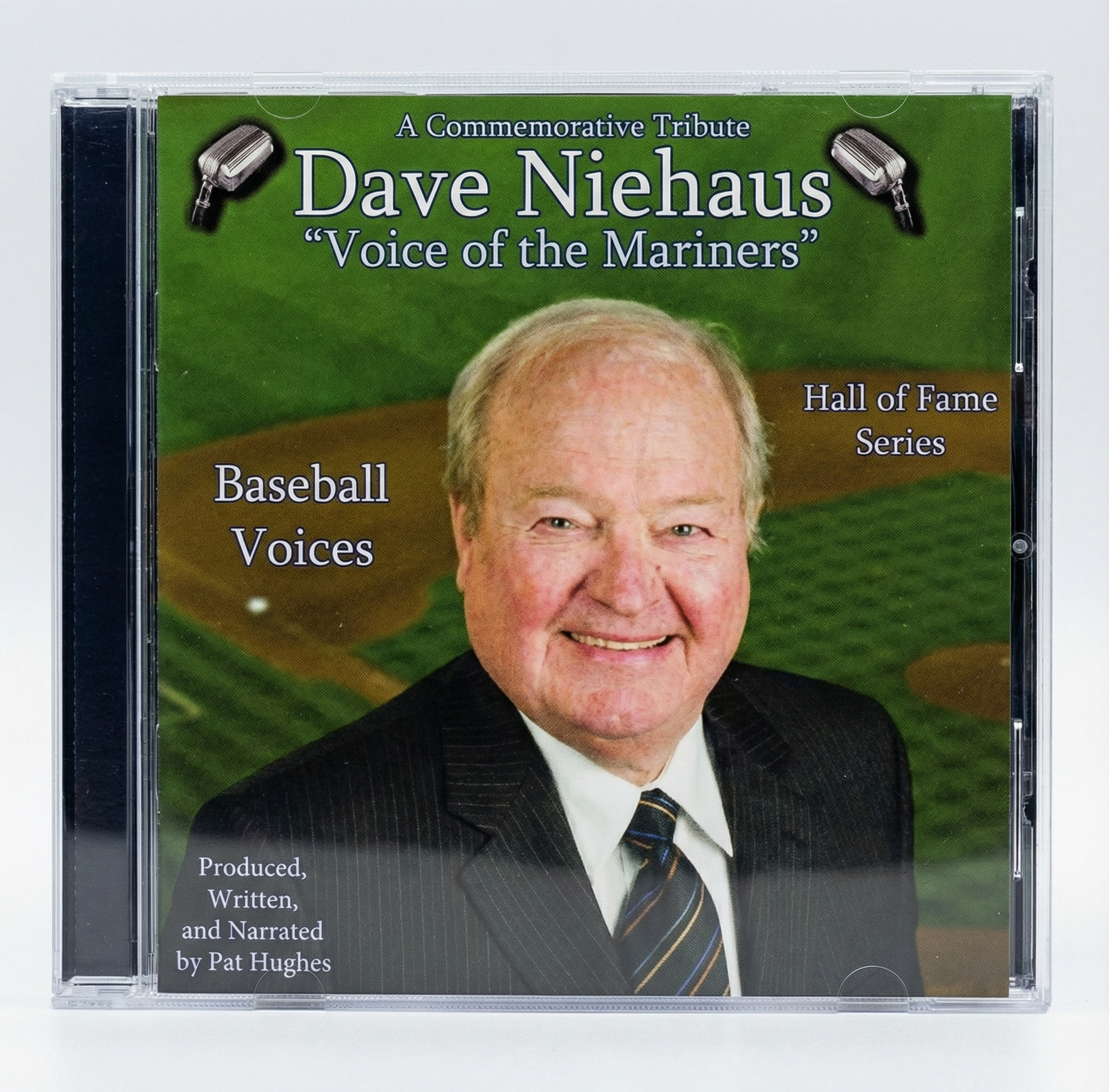 CD cover featuring Dave Niehaus, the 'Voice of the Mariners', with a green background and baseball field design.