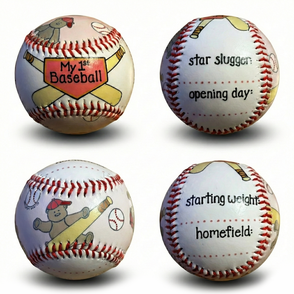 my first pink baby girl gift baseball on white background