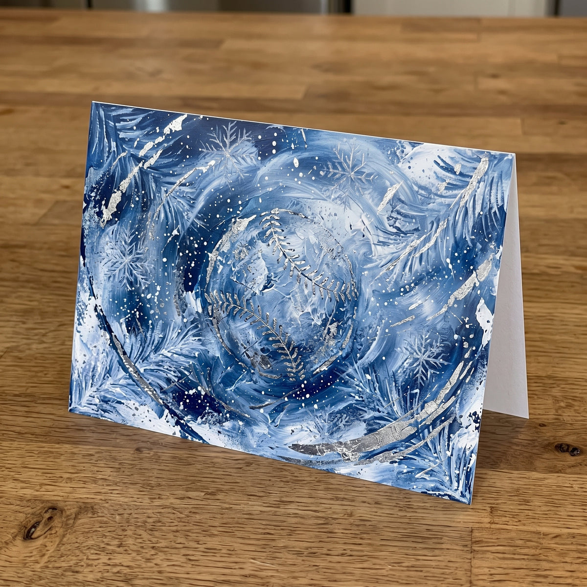 Personalized Baseball Blue and Silver 5x7 Holiday Cards