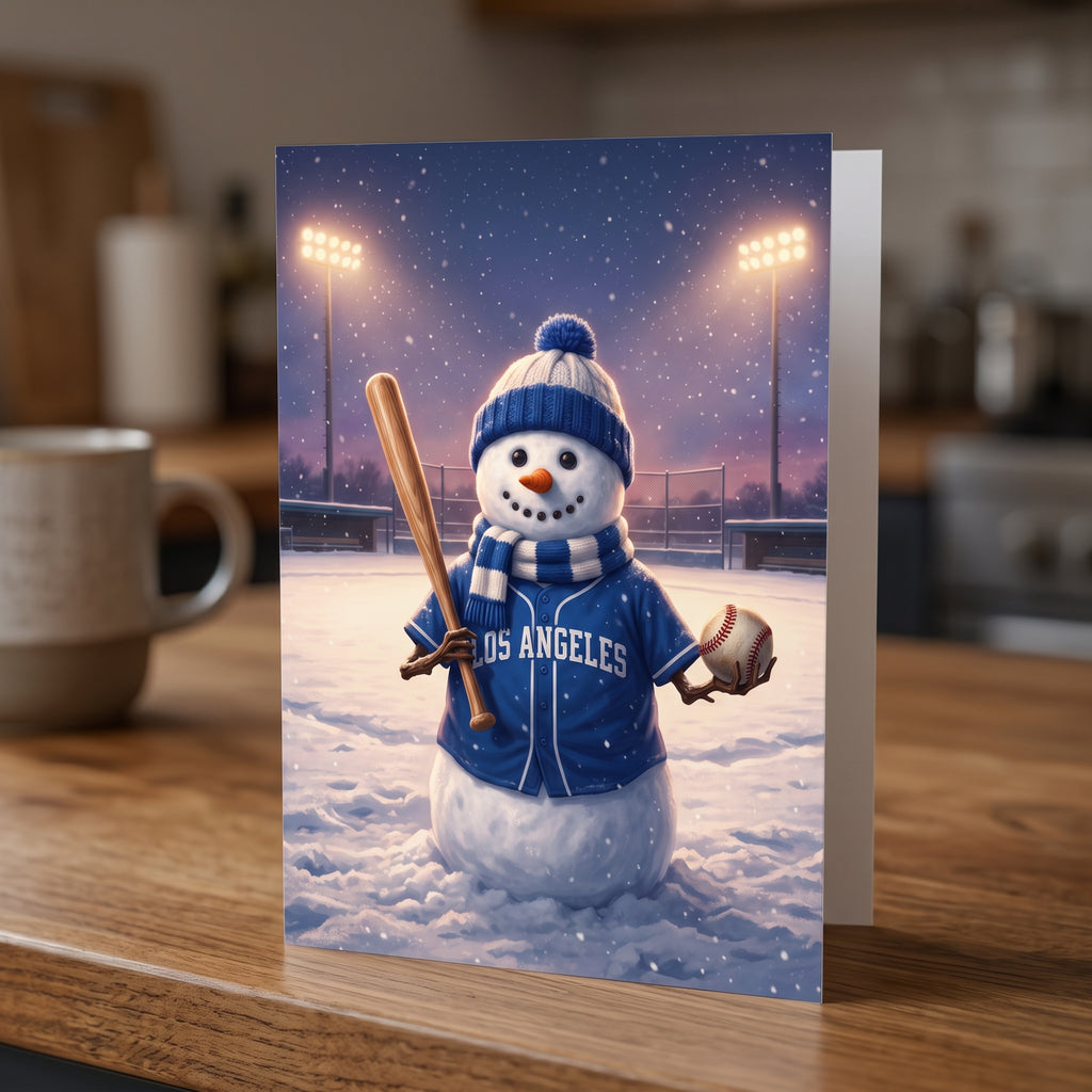 Personalized Baseball Snowman Holiday Cards