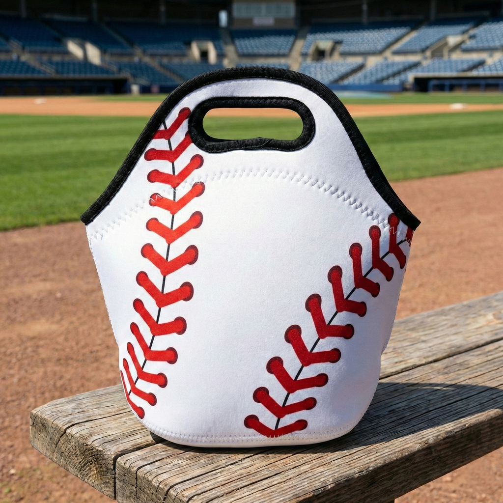 Baseball Laces Lunch Tote at the baseball field