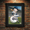 Betty Boop MLB New York Mets Baseball Team Framed Lithograph on a brick wall background