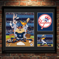 Looney Tunes MLB Baseball Team Framed Lithograph with Yankees logo.