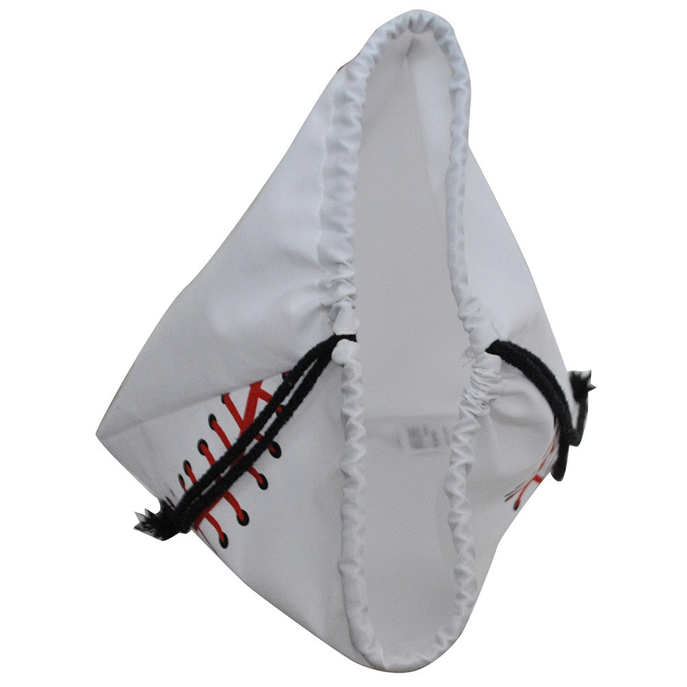 White baseball drawstring bag on a white background