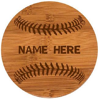 Wooden bamboo baseball coaster on white background