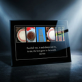 Baseball art COACH plaque with baseball-themed images and Babe Ruth quote on a dark background