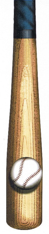 Baseball bat shaped tie on a white background