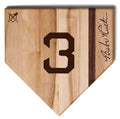 Babe Ruth Home Plate Cutting Board with 3 and signature on a white background