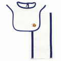 baseball ball and glove bib and burp set on white background