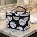 Baseballs on Black Cosmetic Case in a nice bathroom