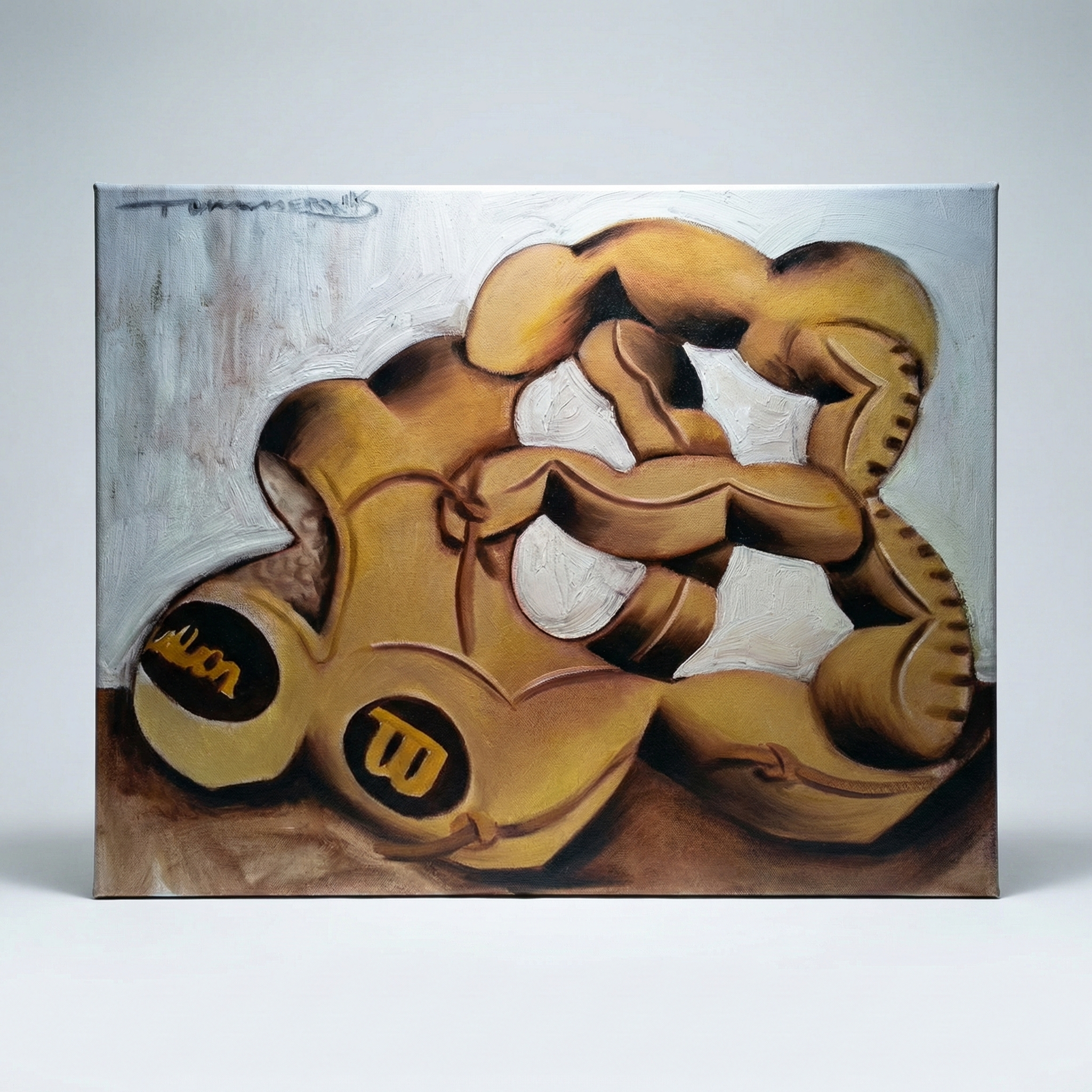 Wilson Leather Baseball Glove Original Painting on Canvas by Tommervik