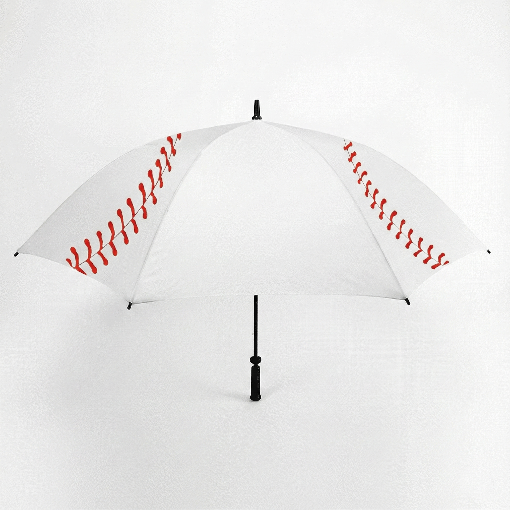 White baseball umbrella with red patterns on a white background