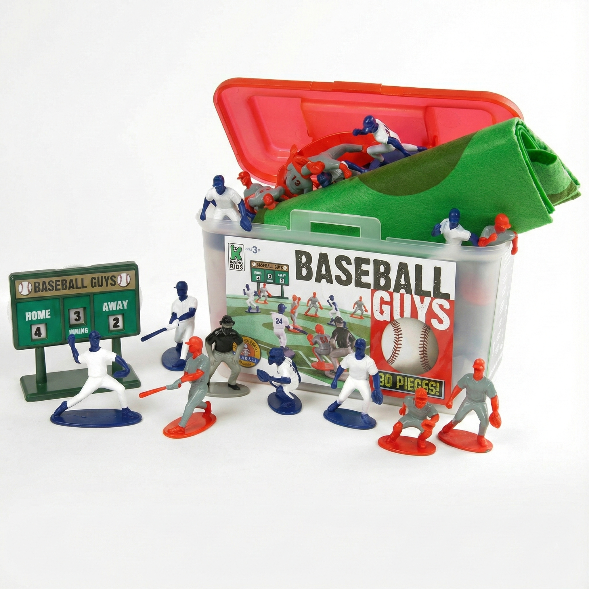Baseball Guys toy set with figures and accessories in a clear plastic case on a white background