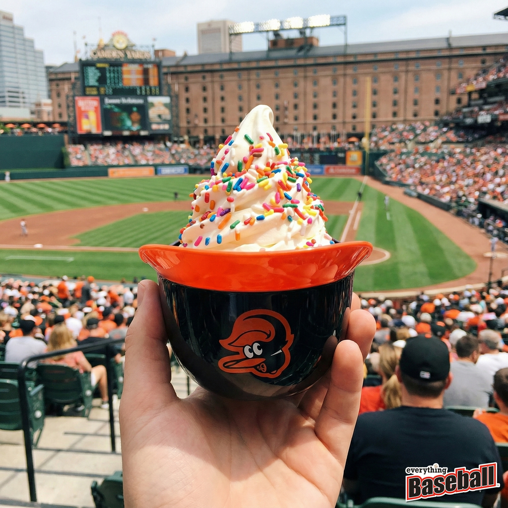 Baltimore Orioles baseball ice cream helmet at Camden Yards