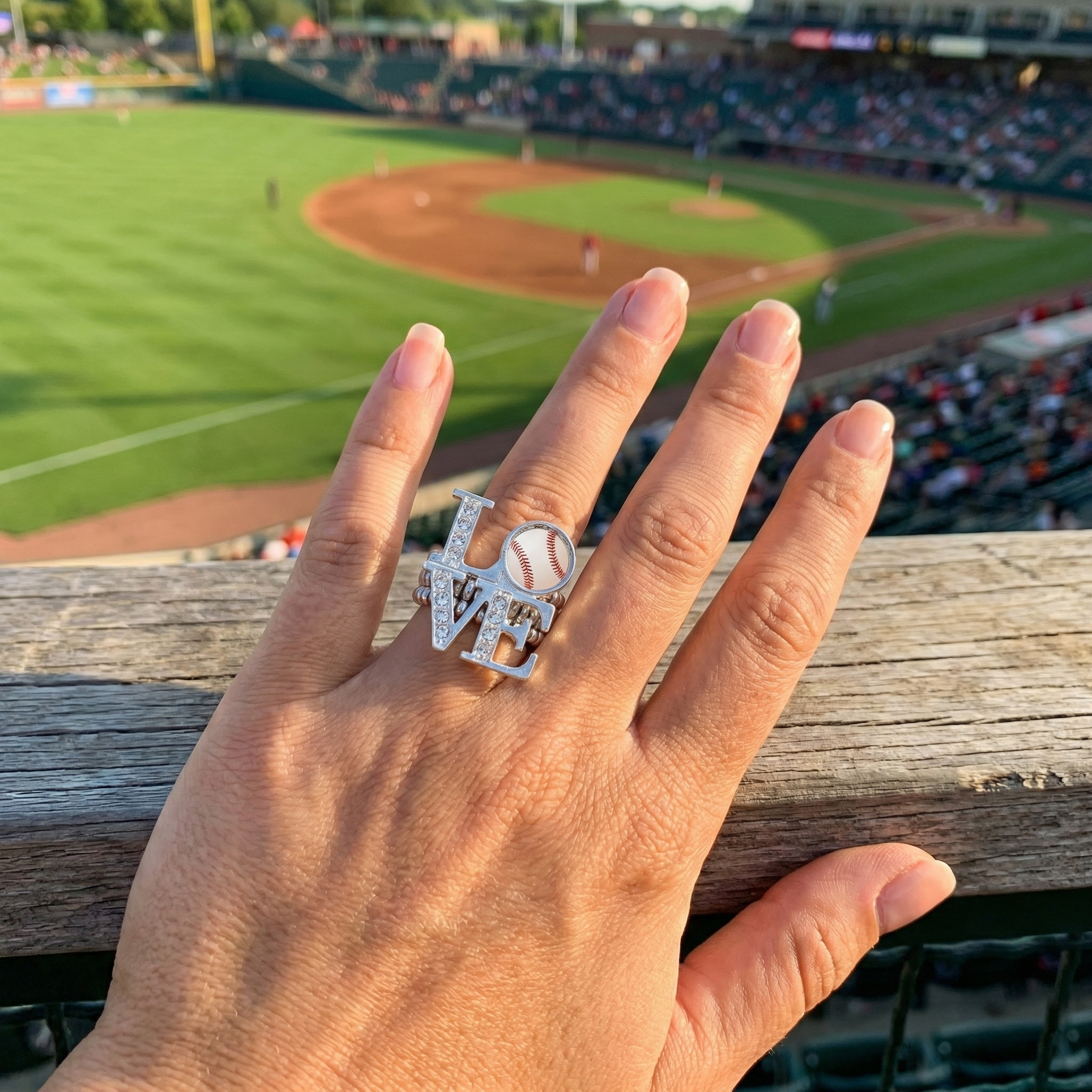 baseball love ring in the upper deck at the stadium