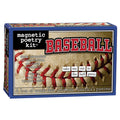 Baseball magnetic poetry kit packaging with text and imagery of a baseball.