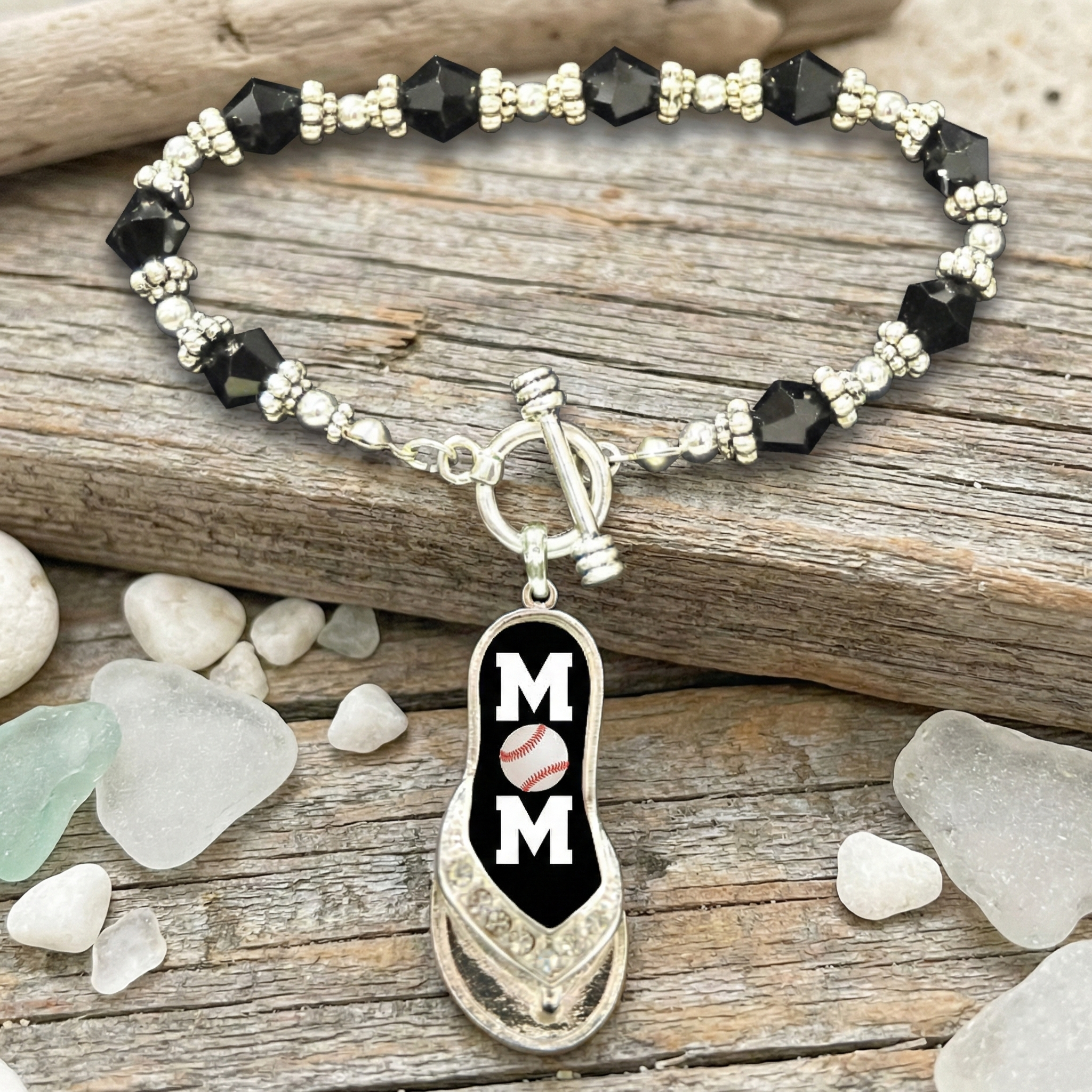 Baseball Mom Flip-Flop bracelet by sea glass