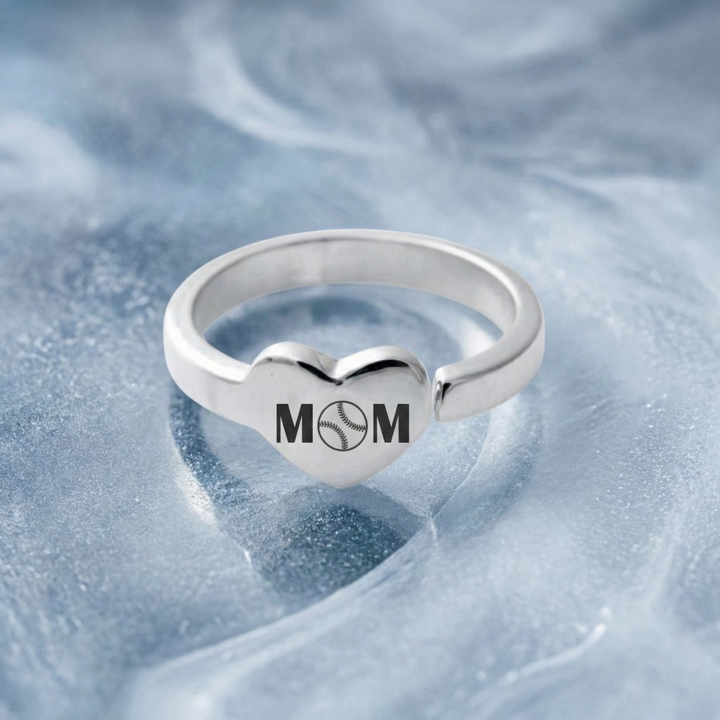 Baseball Mom Heart Ring