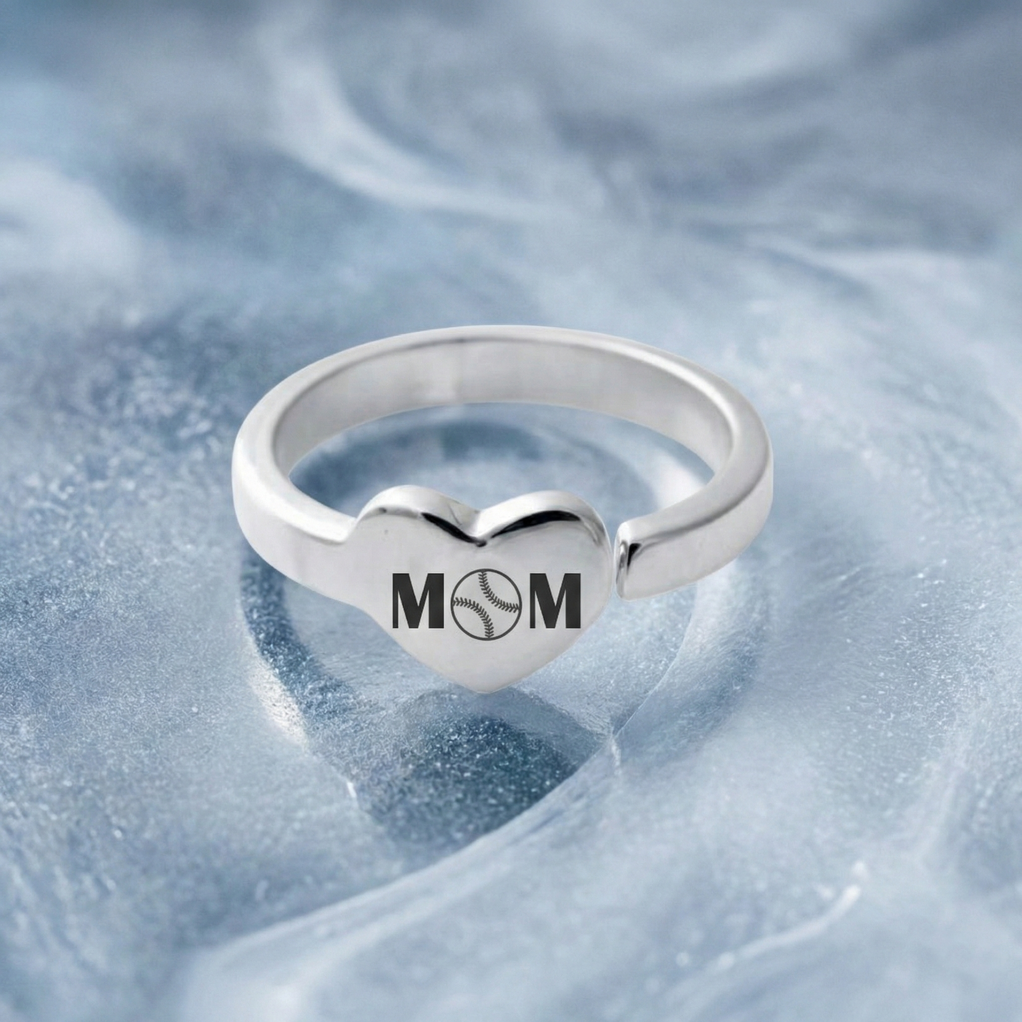 Baseball Mom Heart Ring