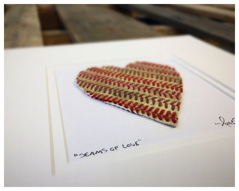 Seams of Love Baseball Heart Original Artwork Baseball Seams Co