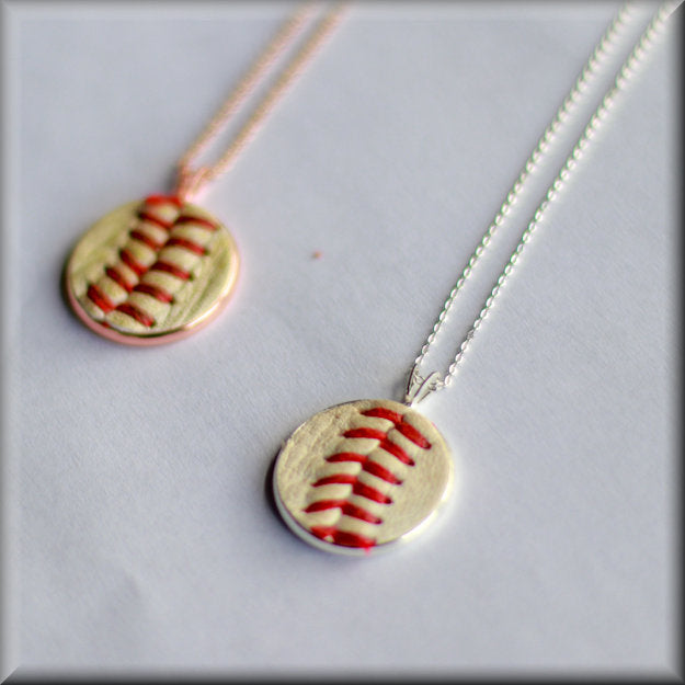 Baseball Seam Dainty Pendant Necklaces
