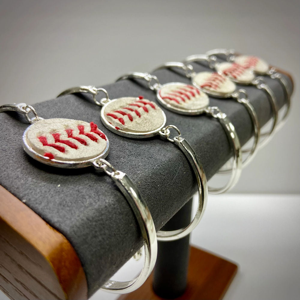baseball seams silver bracelets