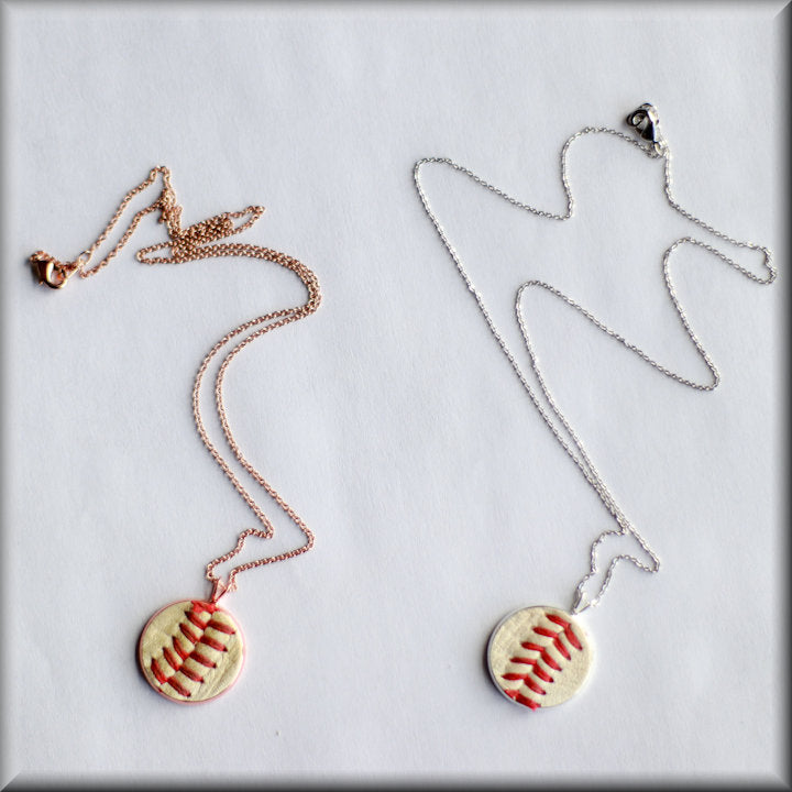 Baseball Seam Dainty Pendant Necklaces