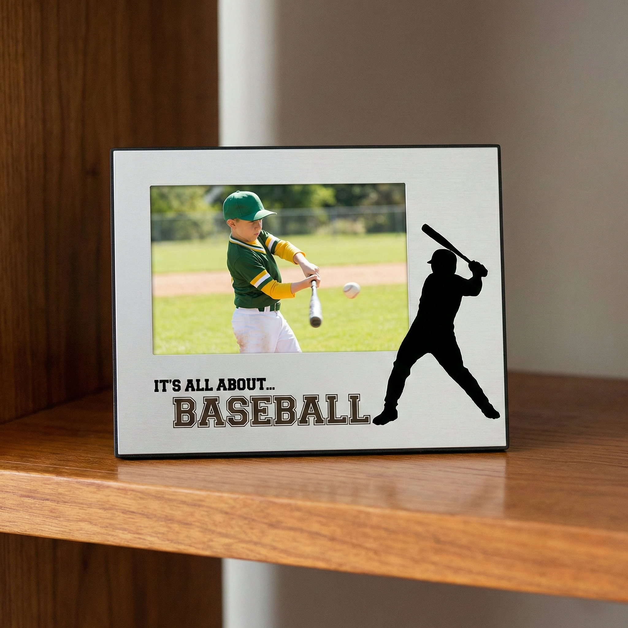 It's All About Baseball 4x6 Picture Frame on a shelf