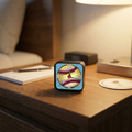 Baseball Travel Alarm Clock on a hotel night stand