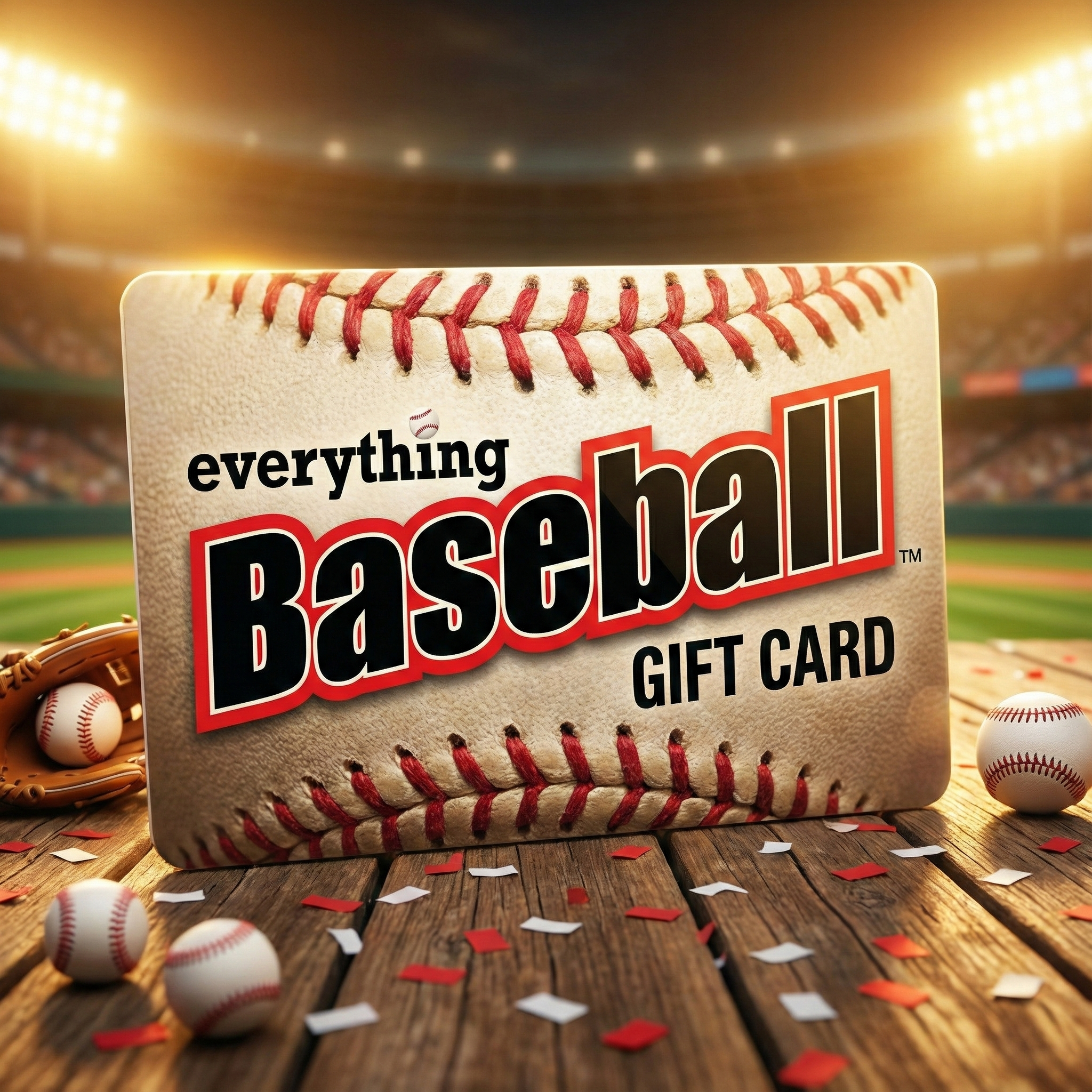 Everything Baseball gift card with stadium background