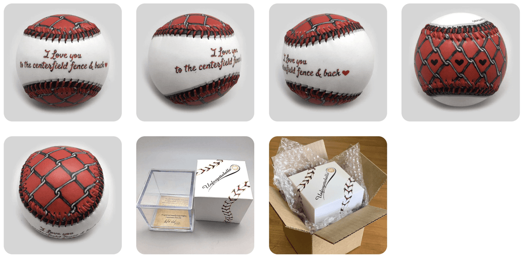 I Love You Centerfield Fence Gift Baseball on a white background.