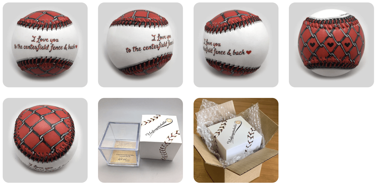 I Love You Centerfield Fence Gift Baseball on a white background.