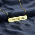 Love Baseball Bar Gold Necklace