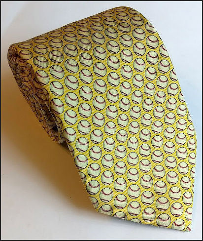 Tie with baseball pattern on a white background