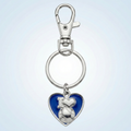 Keychain with heart-shaped charm featuring 'I ❤️ Baseball' design on a light gray background