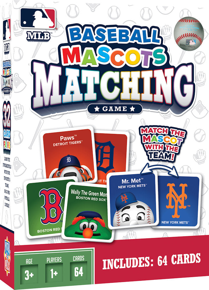 MLB Baseball Mascots Matching Game Set includes 64 cards in the box.