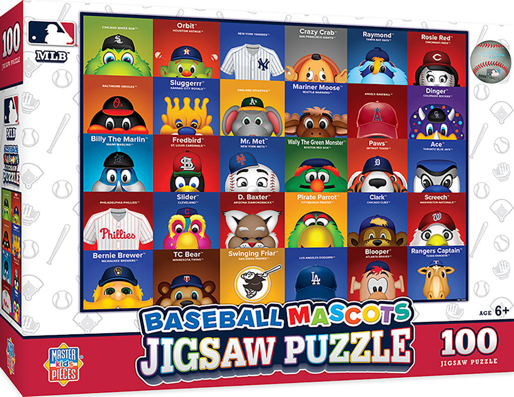 MLB Baseball Mascots 100-Piece Kids Jigsaw Puzzle