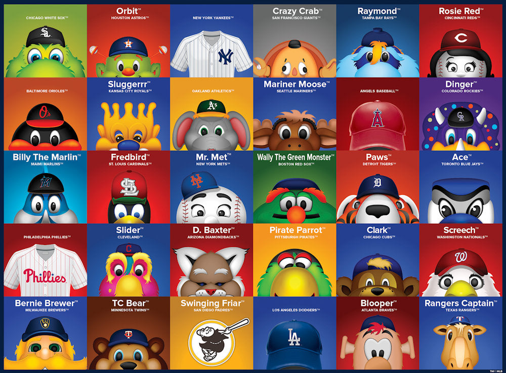 MLB Baseball Mascots 100-Piece Kids Jigsaw Puzzle