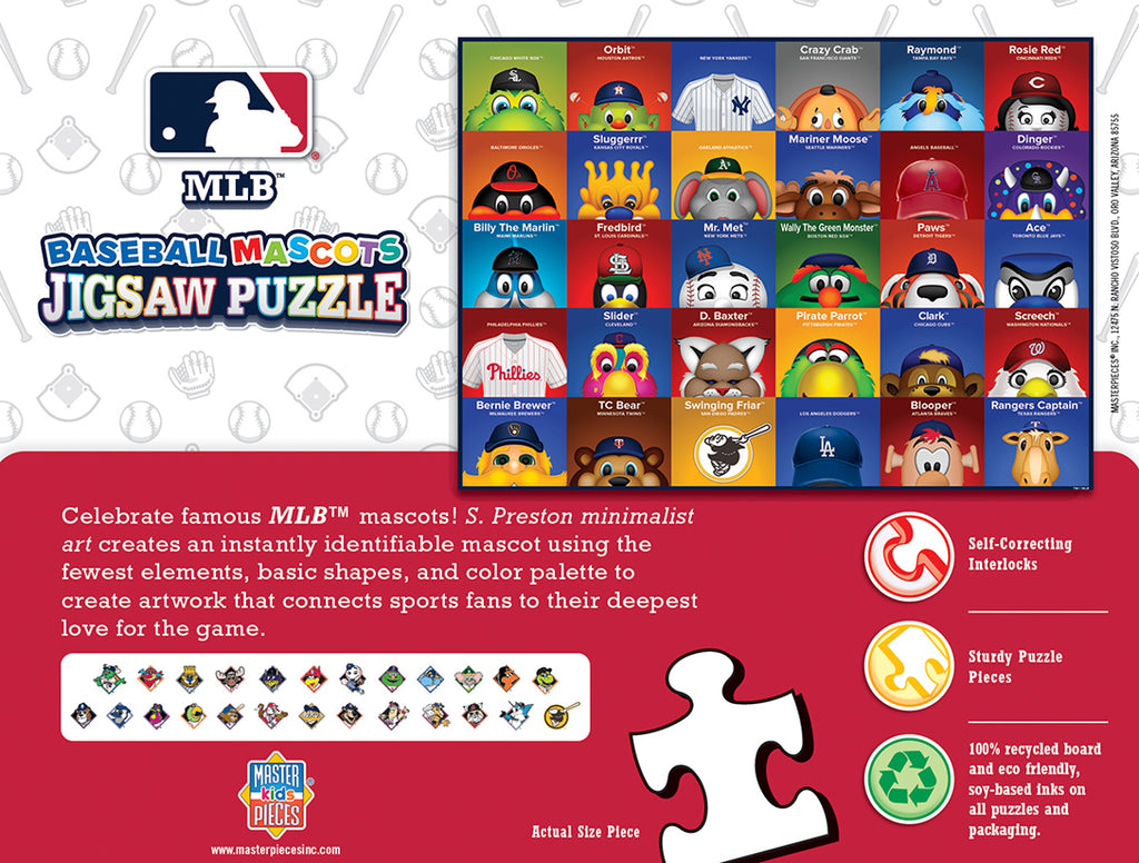 MLB Baseball Mascots 100-Piece Kids Jigsaw Puzzle