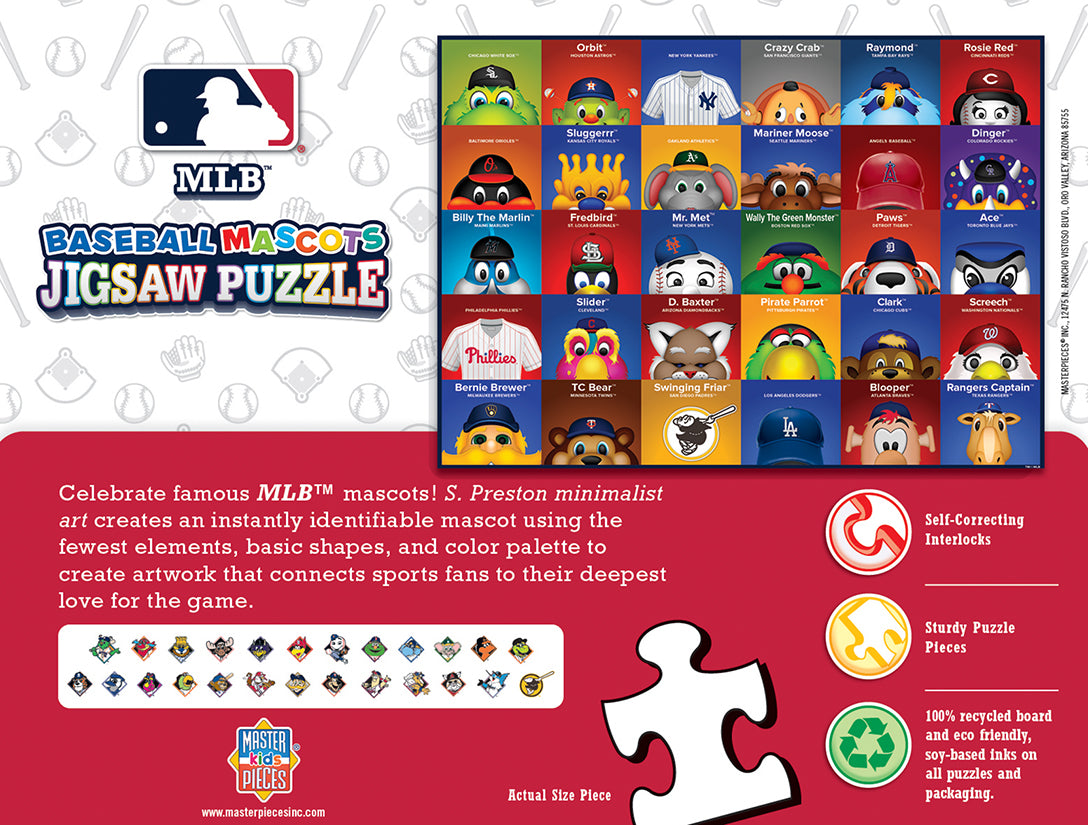 MLB Baseball Mascots 100-Piece Kids Jigsaw Puzzle