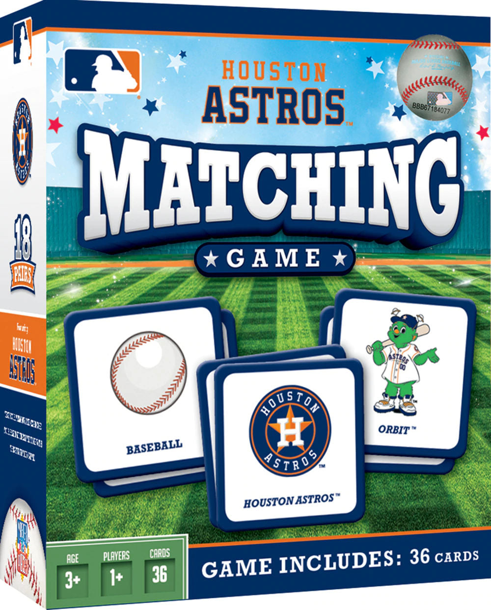 Houston Astros kids matching game with 36 cards in the game.
