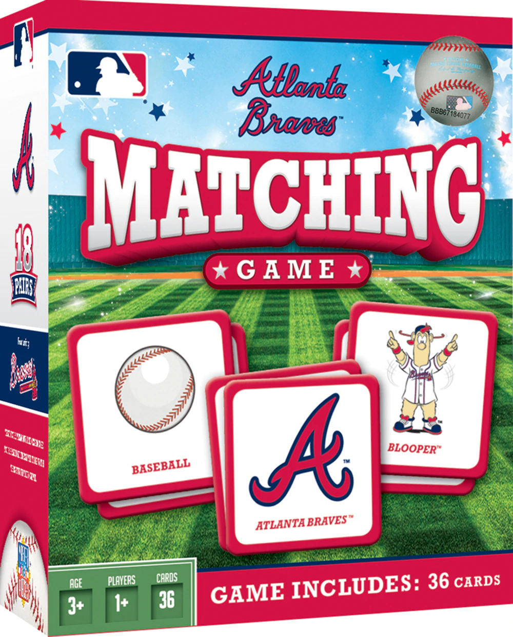 Atlanta Braves kids matching game with 36 cards in the game.
