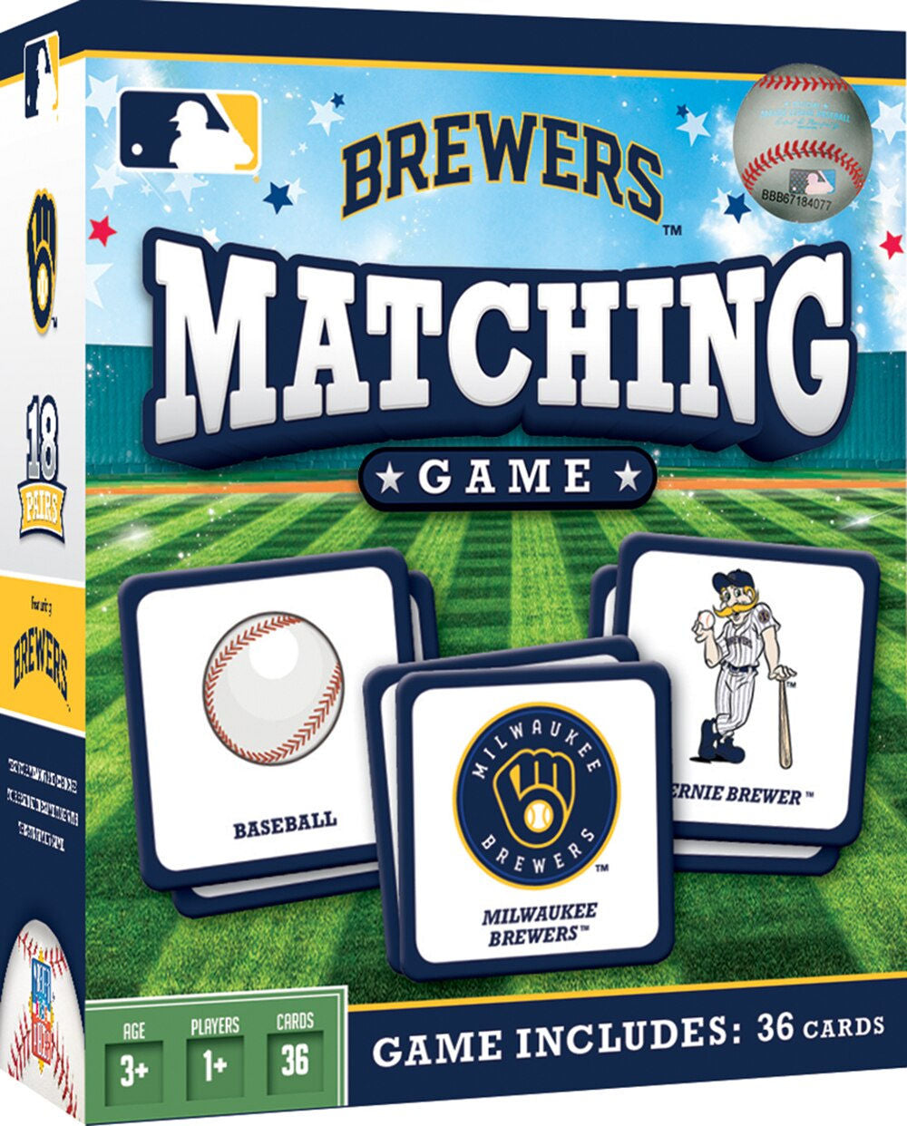 Milwaukee Brewers kids matching game with 36 cards in the box.