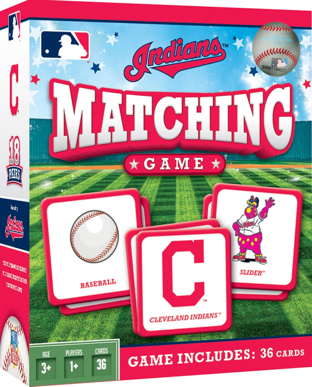 Cleveland Indians Guardians kids matching game with 36 cards in the game.