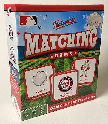 Washington Nationals matching game packaging with cards and logo