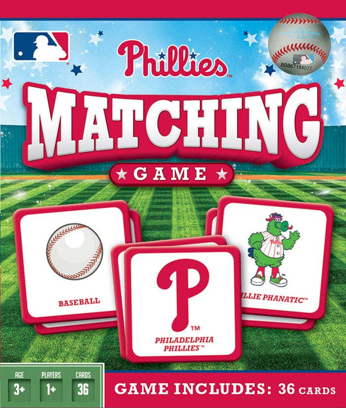 Philadelphia Phillies matching game packaging with cards and team logo.